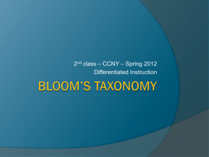 Bloom's Taxonomy - DifferentiatedSpring2012