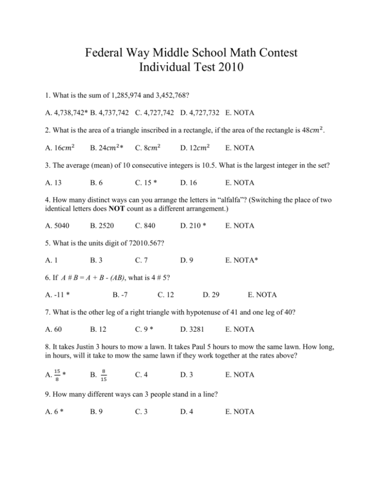 Test Answers National Assessment Testing