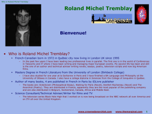 Roland Michel Tremblay - Bio-Bibliography