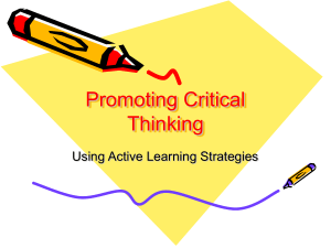 PowerPoint Presentation - Teaching Critical Thinking