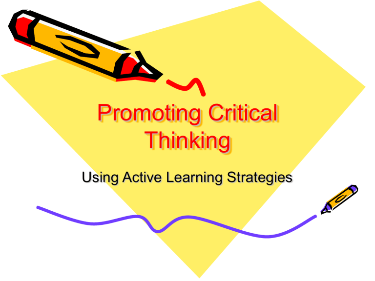 teaching strategies to promote critical thinking ppt