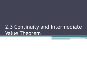 2.3 Continuity and Intermediate Value Theorem
