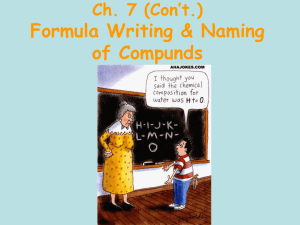 Formula Writing & Naming of Compunds