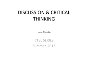 DISCUSSION & CRITICAL THINKING