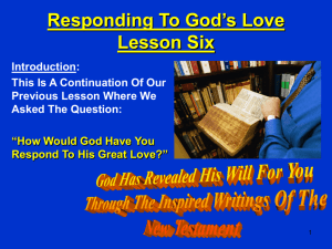 Responding To God's Love Lesson Six