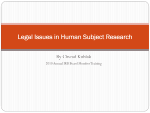 Legal Issues in Human Subject Research Disease Reporting