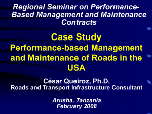 Case Study Performance-based Management and Maintenance of