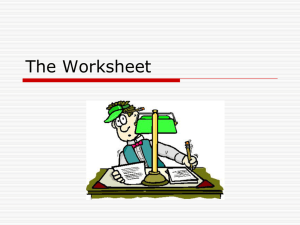 Unit #9 – The Worksheet