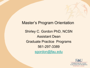 Masters Orientation Information - Christine E. Lynn College of Nursing