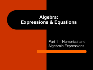 Algebra: Expressions & Equations
