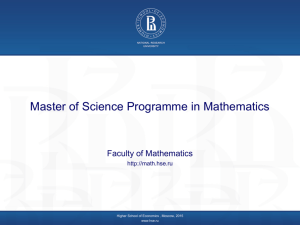 Presentation of MSc programme in Mathematics