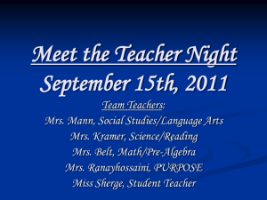 Meet the Teacher Night September 6, 2007