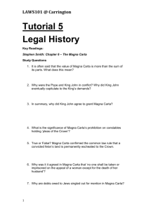 LAWS101 @ Carrington Tutorial 5 Legal History