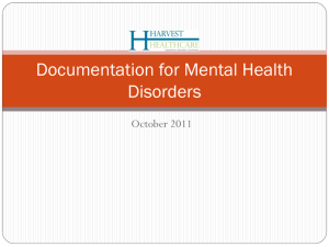Documentation for Mental Health Disorders In