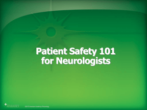 Patient Safety 101 - American Academy of Neurology