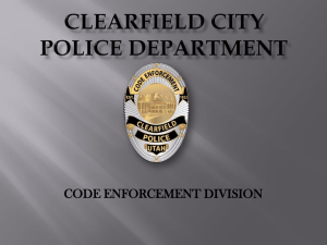 CLEARFIELD CITY Police Department CODE ENFORCEMENT