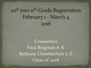 10th into 11th Grade Registration February