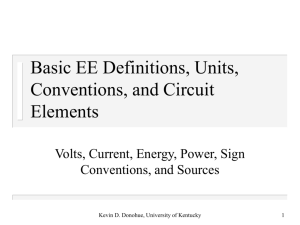 Basic EE Definitions, Units, and Conventions