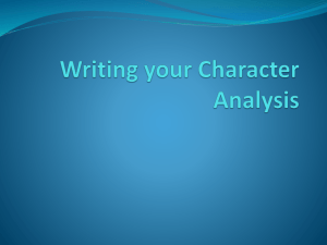 Writing your Character Analysis