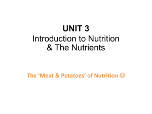 UNIT 3 Introduction to Nutrition & The Nutrients