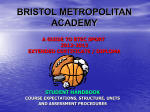 BTEC Sport Student Handbook - Bristol Metropolitan Academy