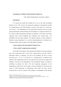 Contemporary Problems Of International Criminal Law