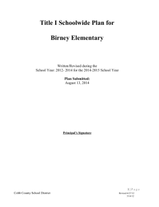 Title I Schoolwide Plan for Birney Elementary