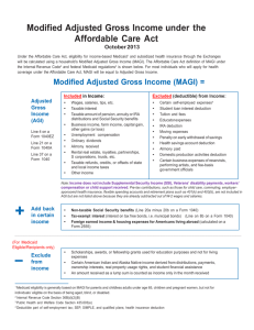 Modified Adjusted Gross Income under the Affordable Care Act