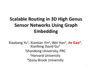 Scalable Routing in 3D High Genus Sensor Networks Using Graph