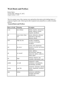 General Roots and Prefixes (continued)