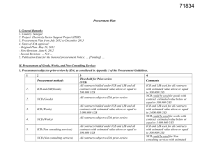 71834 Procurement Plan I. General Remarks 1. Country: Senegal 2