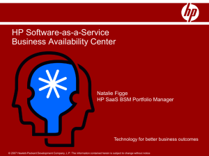 HP SaaS Offerings Overview - for Business Availability Center