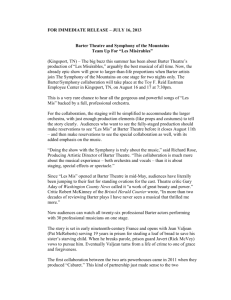 For Immediate Release – July 16, 2013 Barter Theatre and
