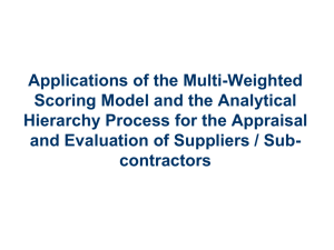 Application of supplier evaluation methods
