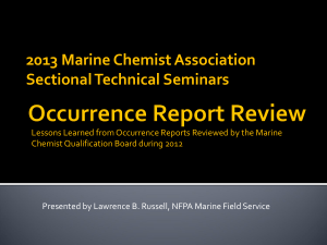 Occurrence Report Review - Marine Chemist Association