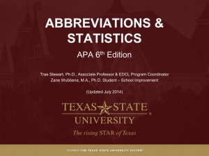 Module 9 - Abbreviations Statistics - APA 6th ed