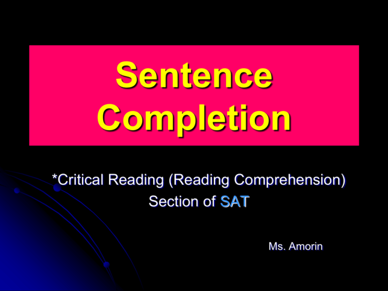 Sentence Completion PP