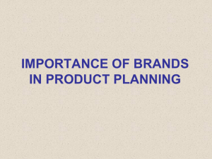 IMPORTANCE OF BRANDS IN PRODUCT PLANNING Branding