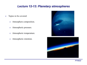 Lecture 12-13: Planetary atmospheres