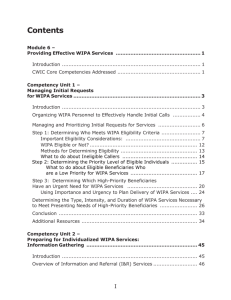Module 6 – Providing Effective WIPA Services