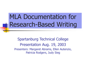MLA Documentation for Research