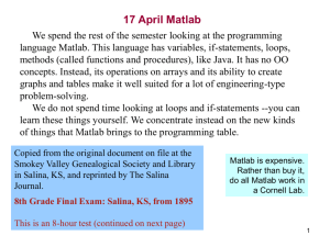 CS100J 26 April. Matlab