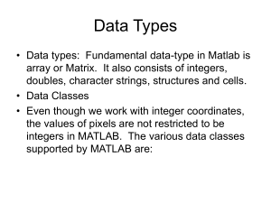 Data Types and operators in Matlab