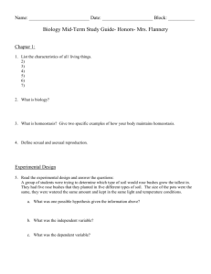 honors biology midterm review - Biology and Environmental Science