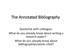 The Annotated Bibliography