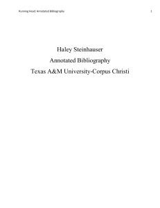 Running Head: Annotated Bibliography 1 Annotated Bibliography