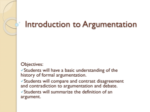 Introduction to Argumentation - Idaho Speech Arts Teacher's
