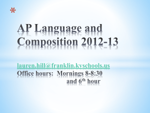 AP Language and Composition Fall 2010 Mrs. Lauren Hill, teacher