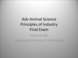 Adv Animal Science Principles of Industry Final Exam