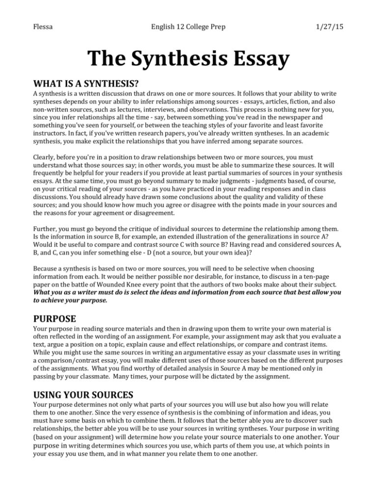 how to write synthesis essay